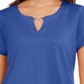 Camiseta feminina Karen Scott Keyhole Azul Tamanho Médio