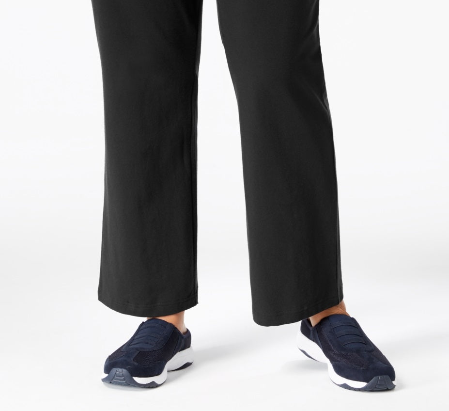 Calça feminina Karen Scott com cordão na cintura, macia, preta, tamanho 3X