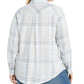 Blusa xadrez feminina estilo &amp; co com botões, verde, tamanho 0X