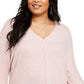Suéter feminino plus size com amarração na barra, estilo &amp; co, rosa, tamanho 0X