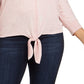 Suéter feminino plus size com amarração na barra, estilo &amp; co, rosa, tamanho 0X