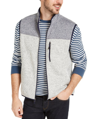 Club Room Men's Colorblock Fleece Sweater Vest Gray Size XX-Large