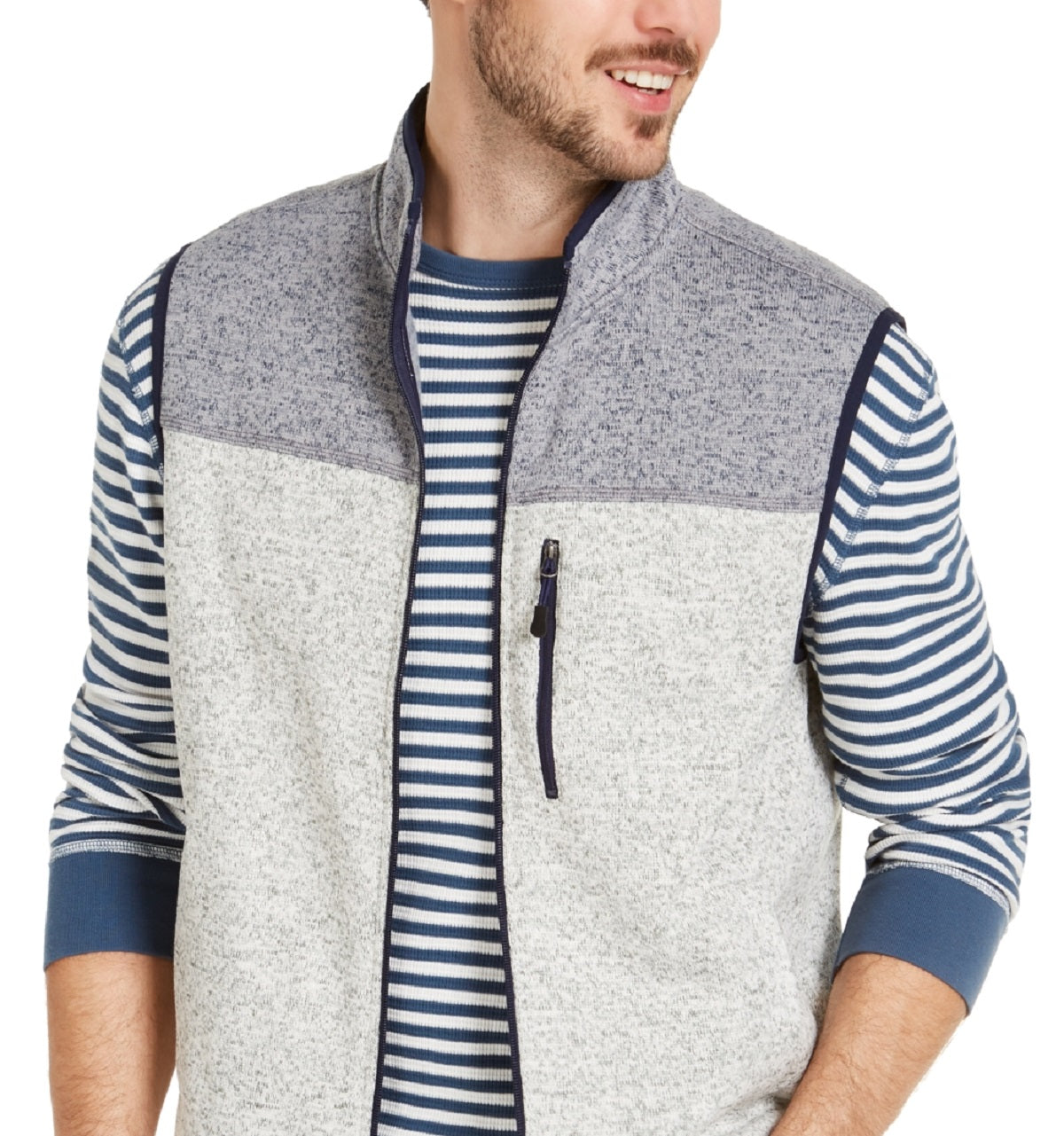 Colete de lã colorblock masculino Club Room cinza tamanho XX-G