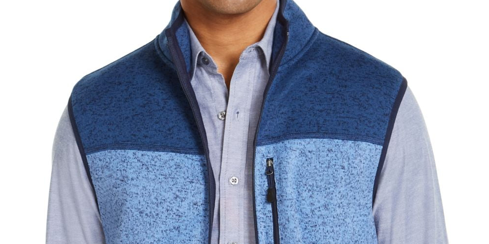 Colete de lã com blocos de cores masculinos Club Room, azul, tamanho grande