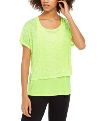 Camiseta feminina estampada ID Ideology Burnout em camadas, amarela, tamanho P