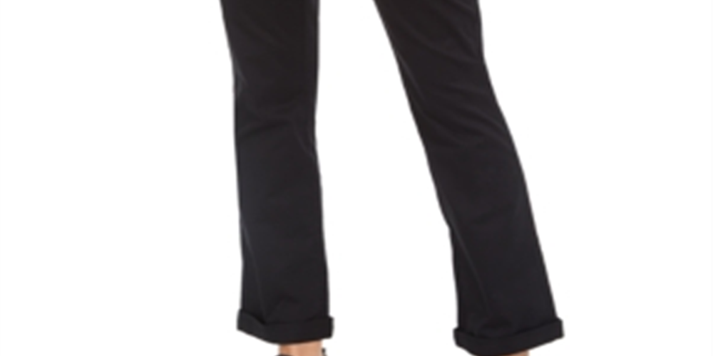 Calça Chino Bootcut de Algodão Feminina Style &amp; Co Preta Tamanho 18