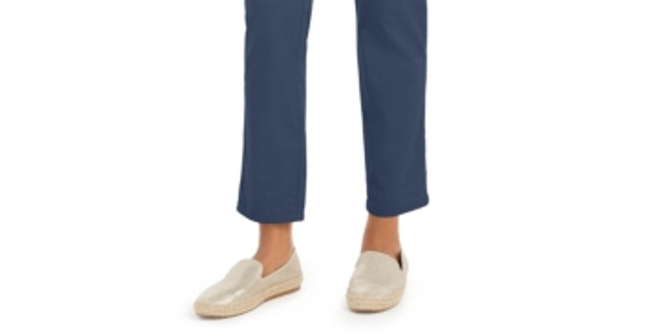 Calça Chino Feminina Estilo &amp; Co Reta Azul Tamanho 10