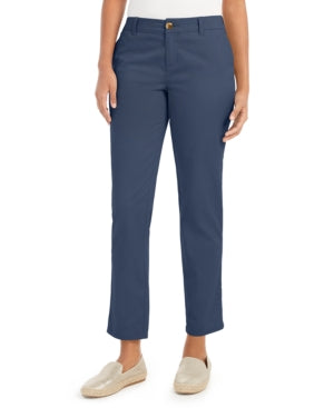 Calça Chino Feminina Estilo &amp; Co Reta Azul Tamanho 10