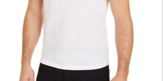 Camisa polo masculina Alfani listrada com gola marrom, tamanho médio