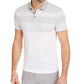 Camisa polo listrada de sarja masculina Alfani, branca, tamanho XX-G