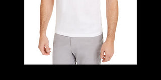 Camisa polo listrada de sarja masculina Alfani, branca, tamanho XX-G