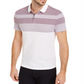 Camisa polo listrada de sarja masculina Alfani, branca, tamanho XX-G