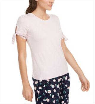 Blusa feminina de malha com manga amarrada Maison Jules, rosa, tamanho pequeno