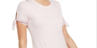 Blusa feminina de malha com manga amarrada Maison Jules, rosa, tamanho pequeno