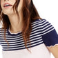 Camiseta feminina Maison Jules com listras coloridas e manga curta e gola redonda, tamanho X-G