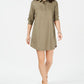 Vestido feminino Karen Scott de algodão com decote dividido e manga curta, tamanho pequeno, verde, tamanho extrapequeno