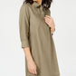 Vestido feminino Karen Scott de algodão com decote dividido e manga curta, tamanho pequeno, verde, tamanho extrapequeno