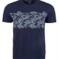 Camiseta masculina listrada Sun + Stone, azul, tamanho médio