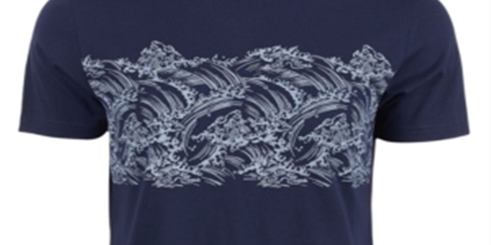 Camiseta masculina listrada Sun + Stone, azul, tamanho médio