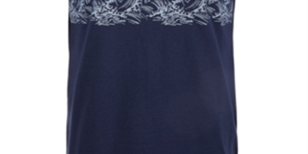 Camiseta masculina listrada Sun + Stone, azul, tamanho médio