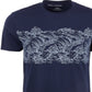 Camiseta masculina listrada Sun + Stone, azul, tamanho grande