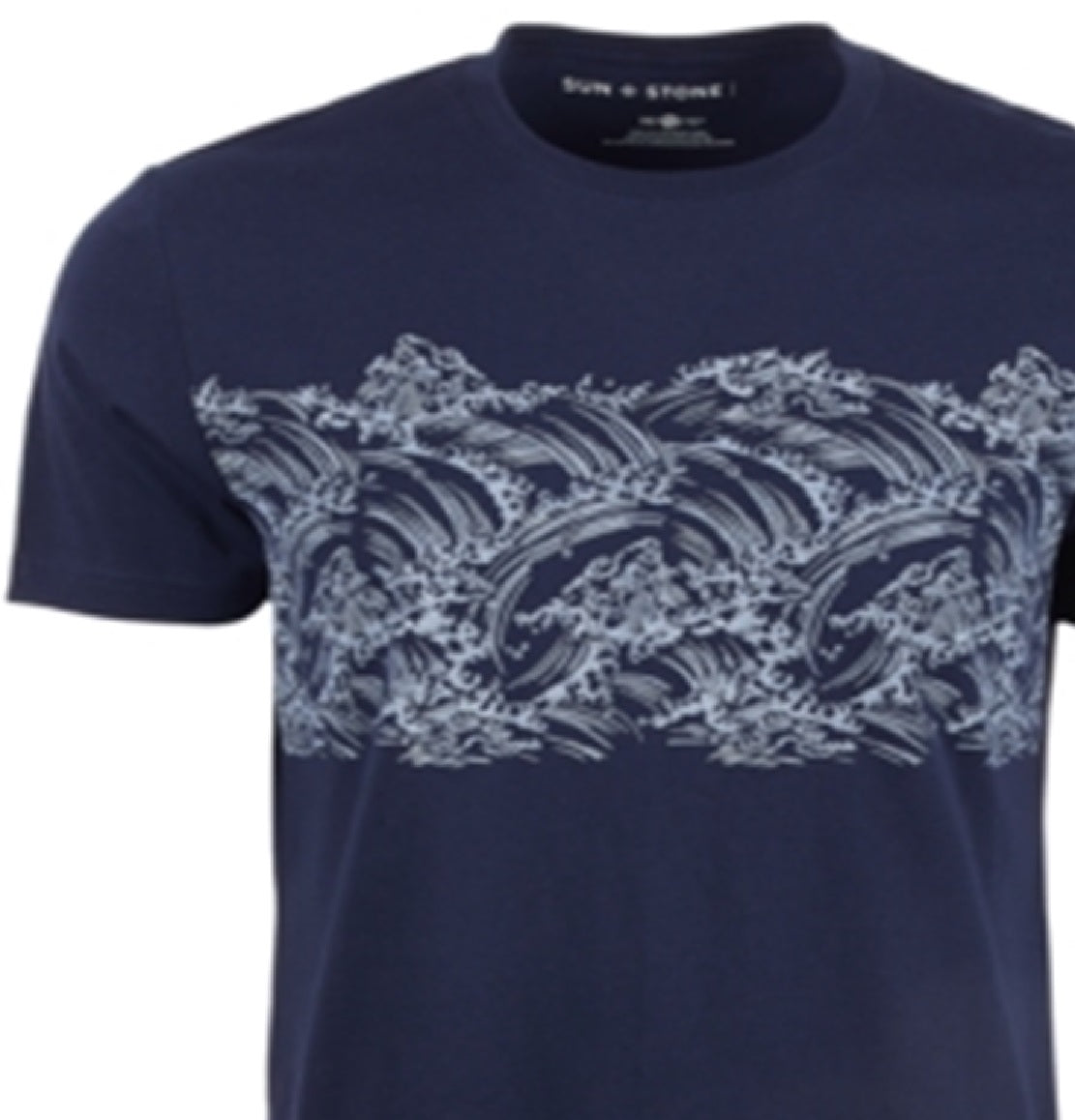 Camiseta masculina listrada Sun + Stone, azul, tamanho grande