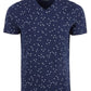 Camiseta masculina Sun + Stone com estampa cruzada e gola redonda, tamanho grande, azul