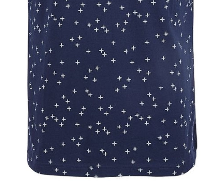 Camiseta masculina Sun + Stone com estampa cruzada e gola redonda, tamanho grande, azul