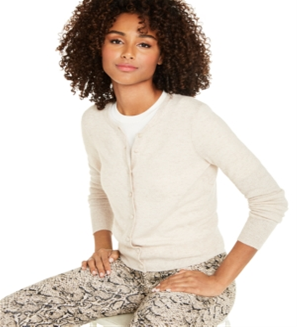 Cardigan feminino essencial de cashmere Charter Club marrom tamanho extragrande