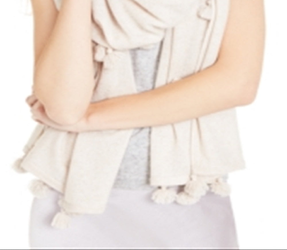 Cachecol feminino de cashmere com borlas, tamanho regular, marrom, Charter Club