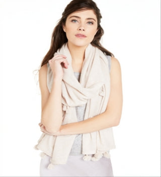 Charter Club Women's Cashmere Tasseled Scarf Brown Size Regular