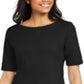 Vestido feminino Karen Scott de algodão com mangas e punhos, preto, tamanho pequeno