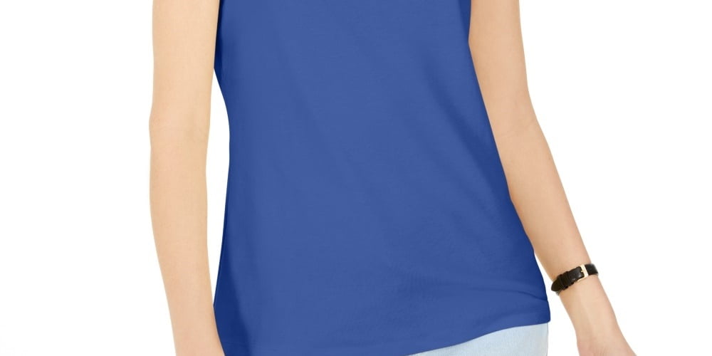 Regata feminina Karen Scott com ferragens Keyhole azul, tamanho X-S