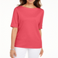 Karen Scott Blusa Feminina Gola Canoa Manga Cotovelo Coral Tamanho XS