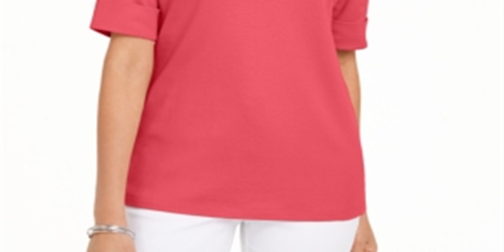 Karen Scott Blusa Feminina Gola Canoa Manga Cotovelo Coral Tamanho XS