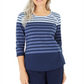 Karen Scott Blusa Feminina Listrada Colorblock com Rebites Azul Tamanho X-G