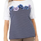 Karen Scott Blusa Feminina Estampada Manga Cotovelo Azul Tamanho Grande