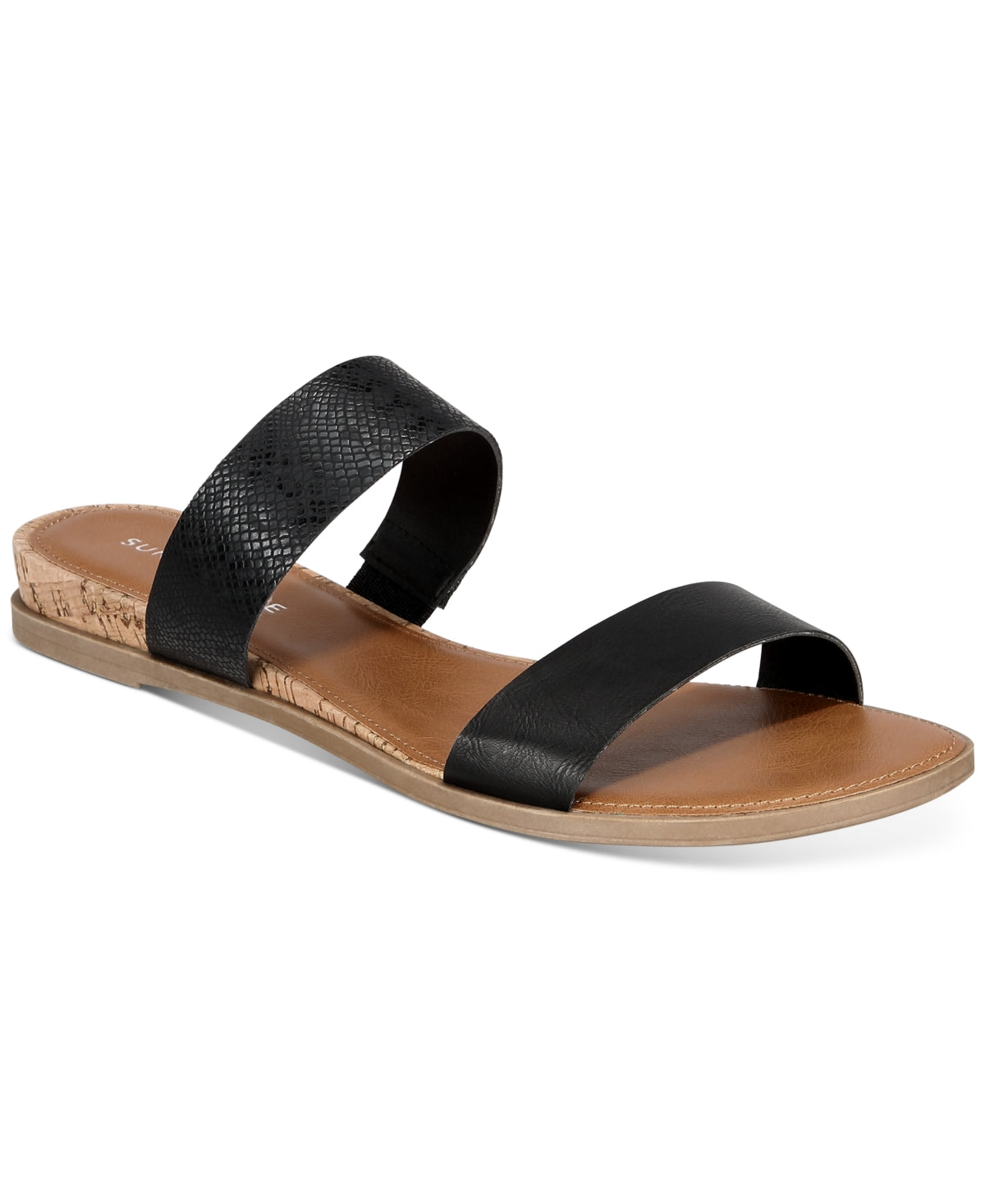 Sandálias femininas Sun + Stone Easten Slide, pretas, tamanho 6 M
