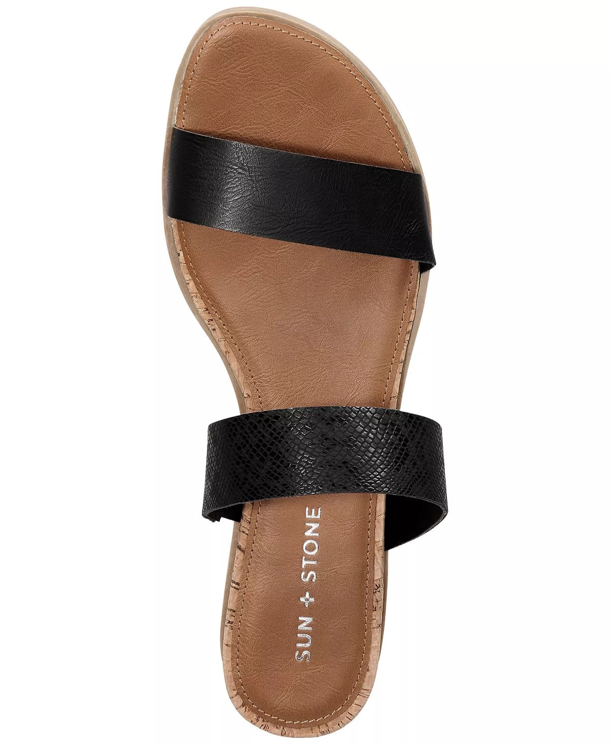 Sandálias femininas Sun + Stone Easten Slide pretas tamanho 7 M