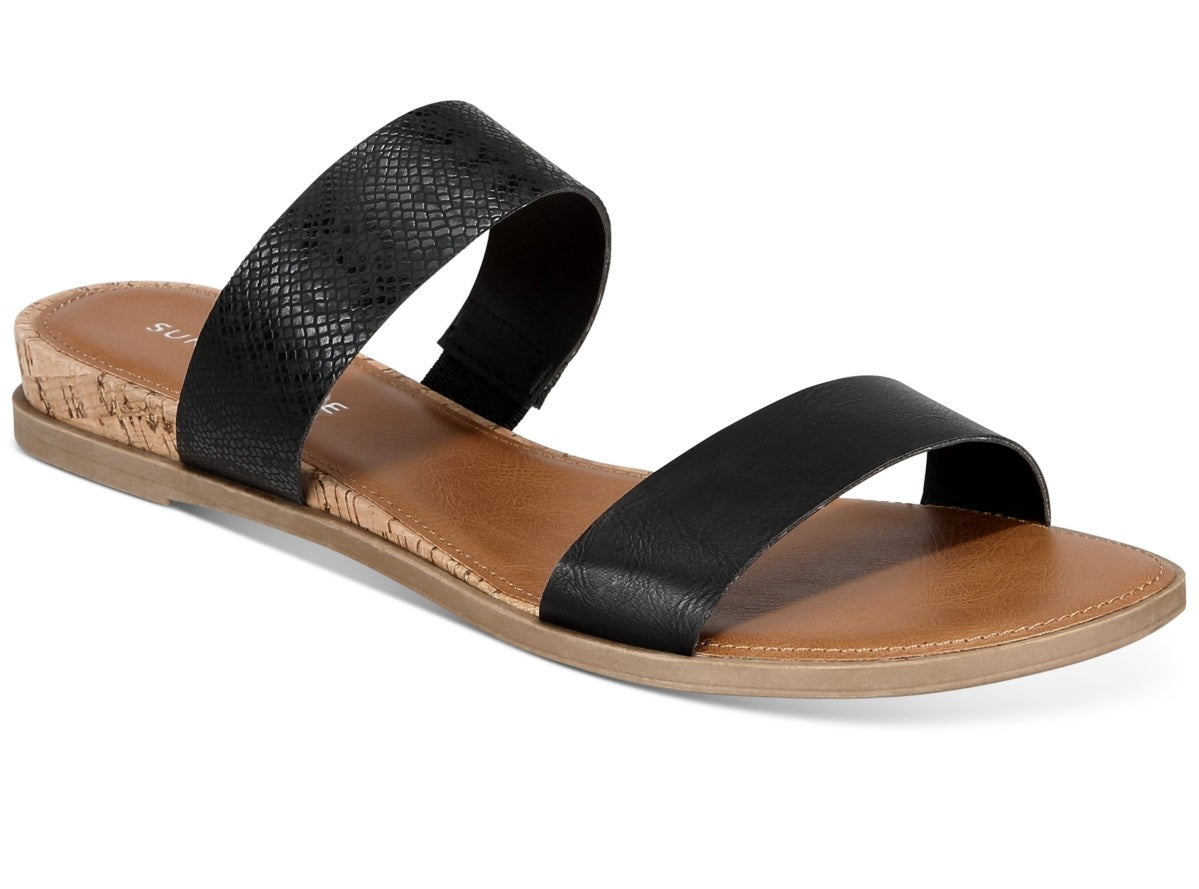 Sandálias femininas Sun + Stone Easten Slide pretas tamanho 8 M