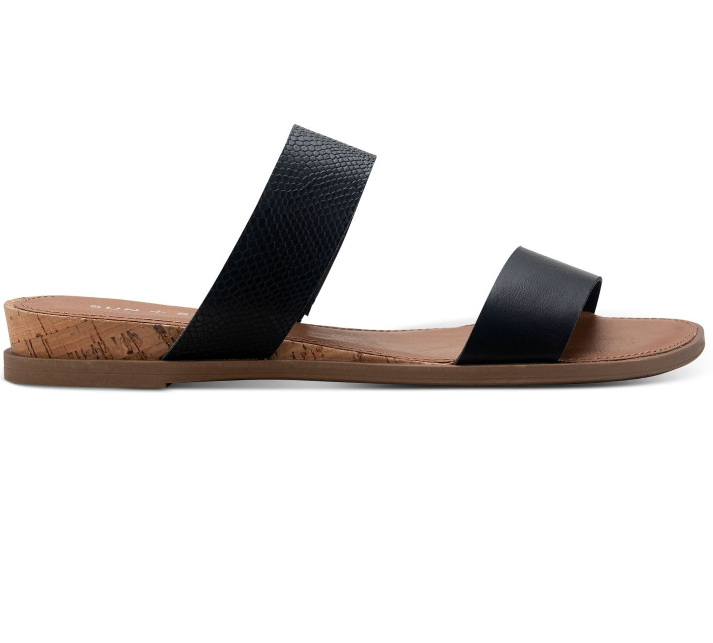 Sandálias femininas Sun + Stone Easten Slide, pretas, tamanho 8,5 M