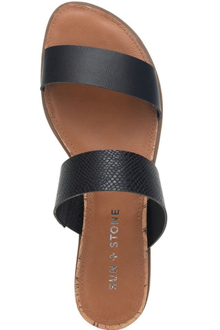 Sandálias femininas Sun + Stone Easten Slide pretas tamanho 9 M