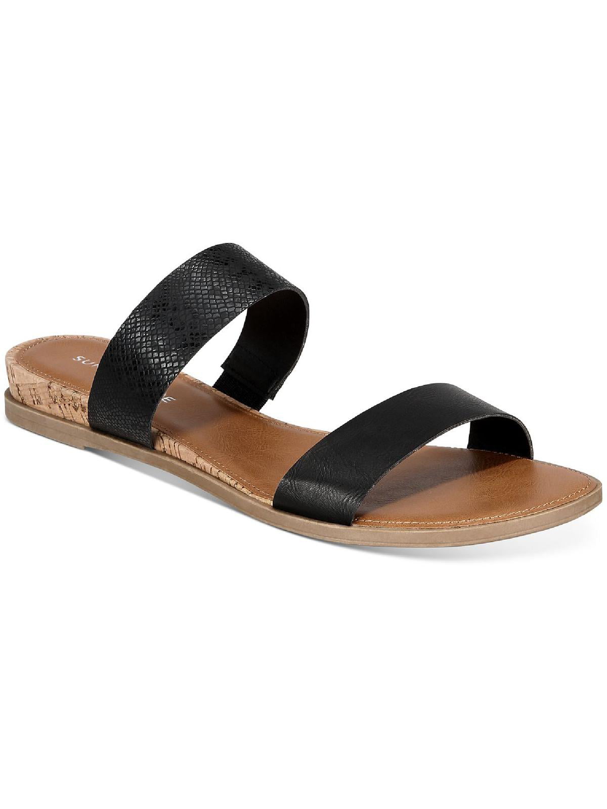 Sandálias femininas Sun + Stone Easten Slide pretas tamanho 9,5M