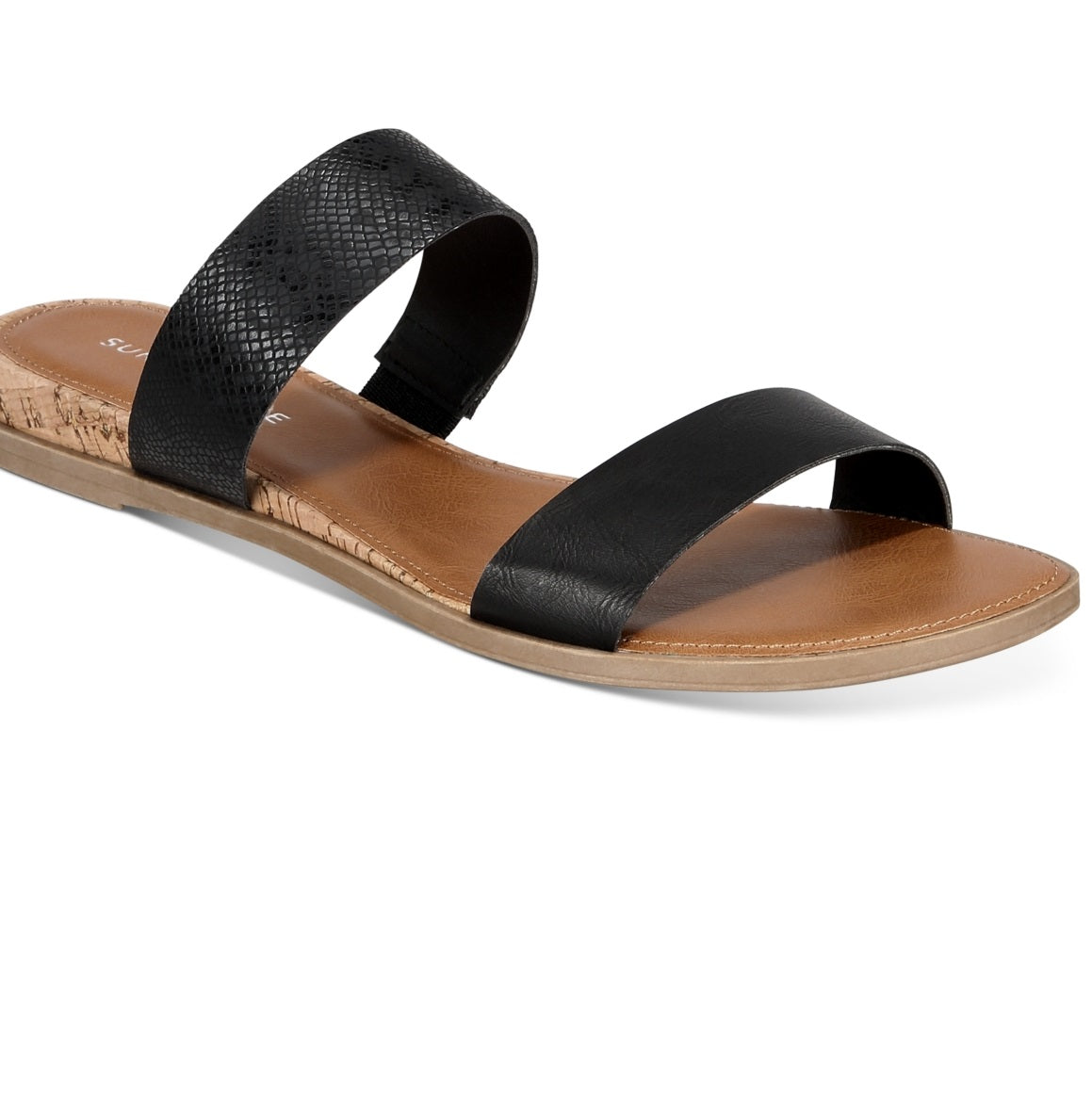 Sandálias femininas Sun + Stone Easten Slide pretas tamanho 11 M