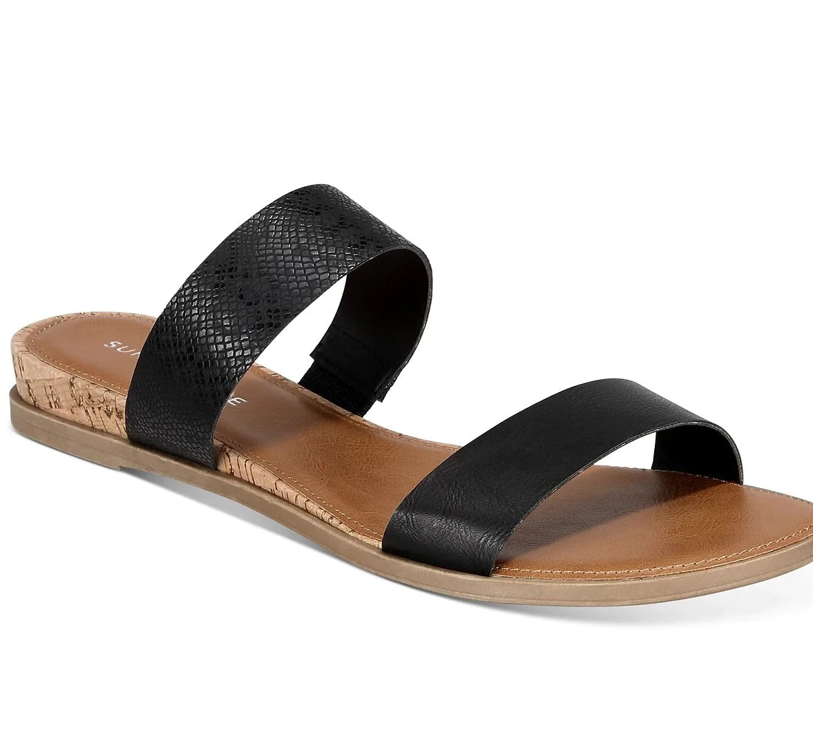 Sandálias femininas Sun + Stone Easten Slide, pretas, tamanho 12 M