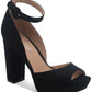 Sandálias plataforma femininas Sun + Stone Reeta Block Heel, pretas, tamanho 5,5 M