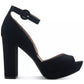 Sandálias plataforma femininas Sun + Stone Reeta Block Heel pretas tamanho 8 M