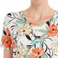 Blusa feminina estampada floral JM Collection marrom tamanho pequeno