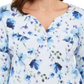 Karen Scott Blusa Henley Feminina Estampa Floral Azul Tamanho Pequeno Pequeno