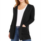 Charter Club Milano Cotton Suéter Feminino Frente Aberta Preto Tamanho X-G